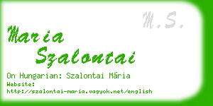 maria szalontai business card